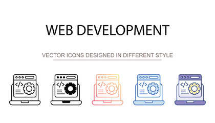 Web development icon design with white background stock illustration