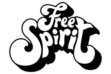 Leinwandbilder - Black and white free spirit funky bold stylized font design element