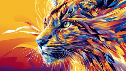 Wall Mural - Abstract Wild Cat Portrait