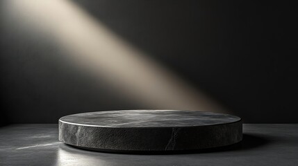 Poster - black stone Podium with White background Black Concrete Material place for the product Display Presentation : Generative AI