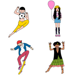 Wall Mural - colorful and fun youth day stickers set