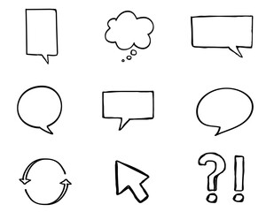 Canvas Print - Black speech bubbles png with doodle art design set