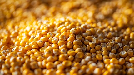 Poster - Closeup of yellow corn kernels top view Zea mays seeds top view Background of corn grains top view Corn harvest grain in bins background texture : Generative AI