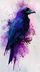 Wall Mural - Raven Watercolor Illustration