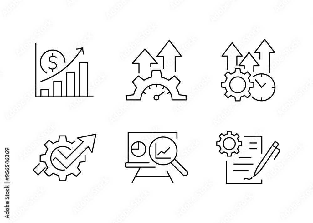 Growth icons set. Rising icons, grow, boost, up, increase. Vector ...