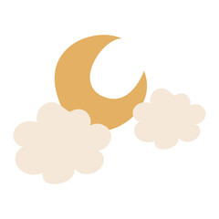 Canvas Print - Moon png sticker, weather doodle illustration in earthy design