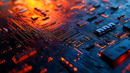 Poster - Macro photograph of a semiconductor wafer highlighting the complex and intricate patterns and circuits on its surface