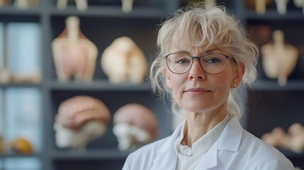 Fototapete - Female professor doing lecture about human anatomy : Generative AI