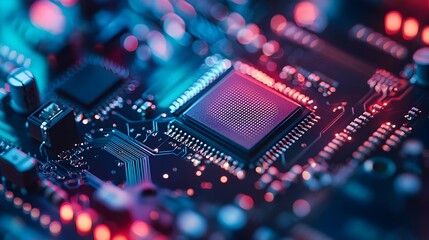 Poster - macro photography of a transistor on a semiconductor chip revealing the remarkable precision and tin