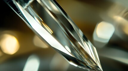 Poster - Stunning macro photograph showcasing the intricate and mesmerizing details of a sliced silicon crystal focusing on the smooth reflective surfaces and captivating patterns