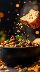 Wall Mural - A plate of Scotch broth with tender pieces of lamb and barley