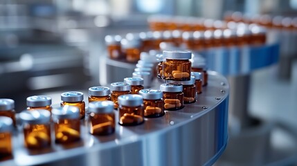 Poster - Production or manufacture of medicines and drugs in the pharmaceutical company pharmacy concept : Generative AI