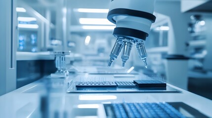 Poster - macro photography capturing the precision and sterile conditions of a cleanroom environment with sem