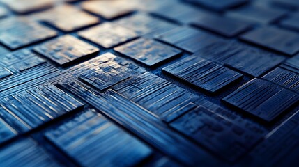 Poster - macro photograph showcasing the fine details and intricate patterns on a silicon wafer during the et