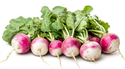 Aufkleber - Freshly harvested turnips on a white background : Generative AI