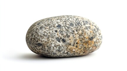 Poster - One light stone isolated on white Sea pebble : Generative AI