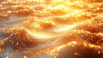 Abstract background with golden waves. Golden water surface with sun glare