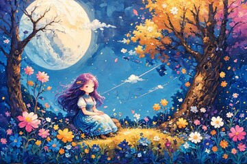 Wall Mural - girl in the forest