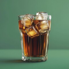 Canvas Print - Green background, cool americano full of ice, antique clear glass