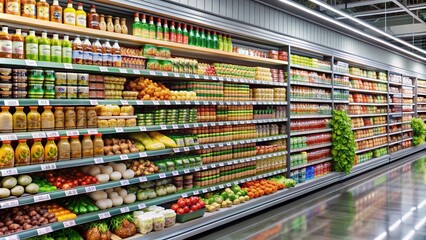 Various food products displayed on shelves in a supermarket , Bangkok, Thailand, Foodland, supermarket, shelves, brands