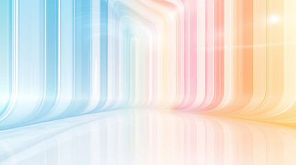 Poster - A futuristic abstract tunnel background radiates modernity with its fluid geometry and dynamic lines. Futuristic sci-fi background in subtle gradient vibrant tones