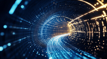 Poster - A futuristic abstract tunnel background radiates modernity with its fluid geometry and dynamic lines. Futuristic sci-fi background in subtle gradient vibrant tones