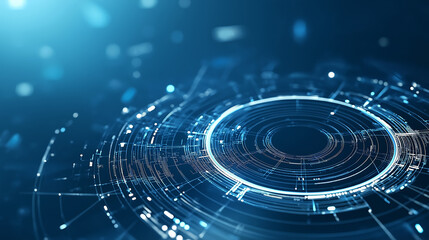 Poster - A simple, high-end futuristic sci-fi style design is present. In the middle stands a circular display stage adorned with technological elements and white light effects, surrounded by geometric shapes