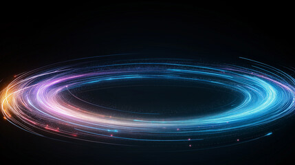 Poster - Abstract 3d illustration neon background. luminous swirling. Glowing spiral cover. Black elegant. Halo around. Power isolated. Sparks particle. Space tunnel. LED color ellipse. Glint glitter 