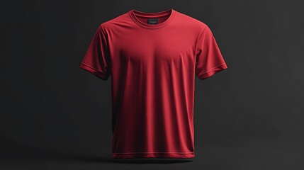 Red t-shirt mockup on black background.