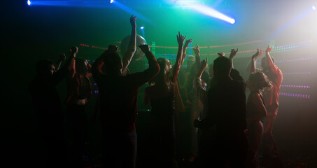 Group of friends enjoying quality time and dancing together at the night club