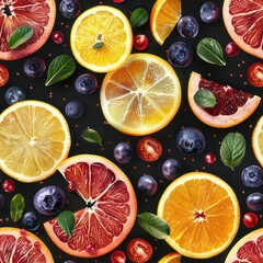 Seamless abstract  sour  and sweet fruits pattern background