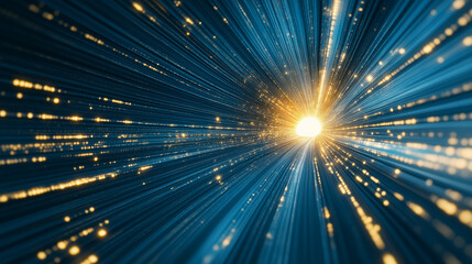 Poster - An abstract sci-fi tunnel rendering in 3D, with futuristic triangle spaceships
