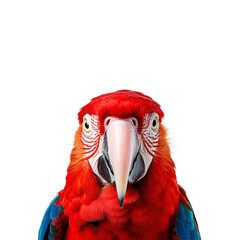 Wall Mural - A close up of a scarlet macaw bird with beautiful feathers. Great for wildlife, nature, tropical themes, pet care, and colorful designs