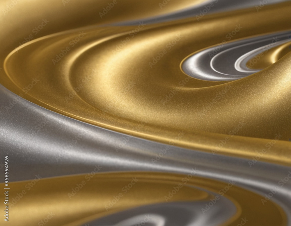 Abstract Gold and Silver Waves, Metallic Fluid Art, Luxurious Liquid ...