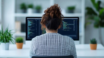 Poster - Woman Coding on Computer.