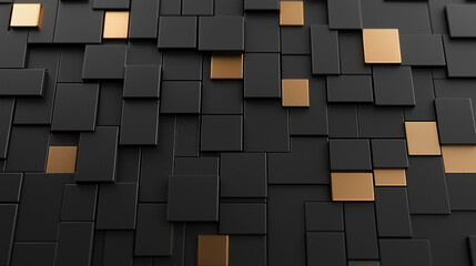 Poster - Black, Tech Wallpaper with Futuristic 3D Panels. Dark, Sci-Fi style