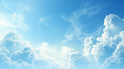 Poster - Blue fractal clouds on edge abstract sci-fi background