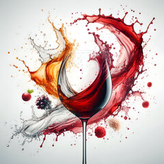 red and white Wine glasses splash 