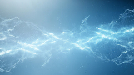 Poster - Blue fractal clouds on edge abstract sci-fi background