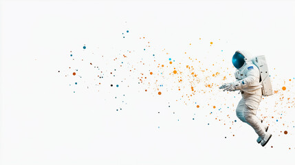 Poster - cosmonaut and galaxy for poster, banner or background. Abstract drawings of the future, science fiction and astronomy