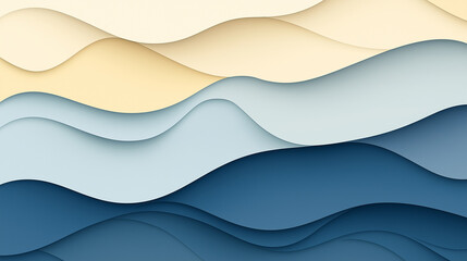 Poster - Dark blue paper waves abstract banner design. Elegant wavy vector background
