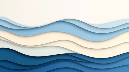 Poster - Dark blue paper waves abstract banner design. Elegant wavy vector background