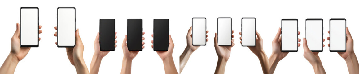 Leinwandbilder - Mobile smart phone in hand with blank screen isolated
