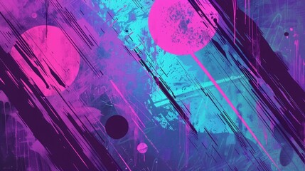 Poster - Abstract neon lights in shades of pink and purple. Background image of abstract artwork of blue and purple glowing watercolor pattern with splashing motion. Futuristic digital art background. AIG51.