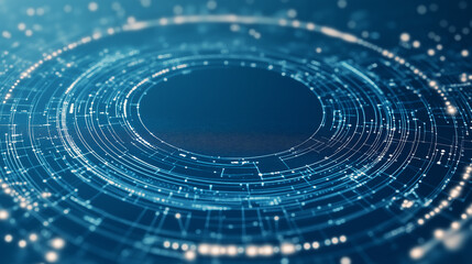 Poster - Futuristic blue circular technology lines on dark background