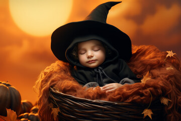 Canvas Print - cute_baby_dressed_as_a_witch