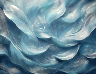 Poster -  impressionist drawing of wavy blue texture with glare