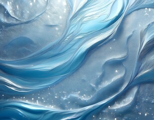 Poster -  impressionist drawing of wavy blue and white texture with glare