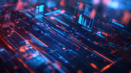 Poster - Business process automation concept with modern digital graphs analyzing distribution and consumption metrics