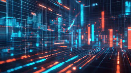 Poster - Business process automation visual with advanced digital graphs for analyzing distribution and consumption data
